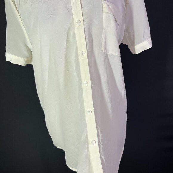 Joe Fresh Size XL Silk Short Sleeve Shirt Sheer Off-White - Picture 8 of 11